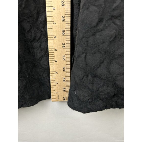 Eileen Fisher Womens Jacket Large Crinkle 100% Wool Black Cardigan long langenlo - Picture 3 of 16